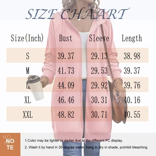 Long Hoodies for Women Zip Up Hoodie Fleece Oversized Sweatshirt Fall Fashion Casual Outerwear Jackets with Pockets4