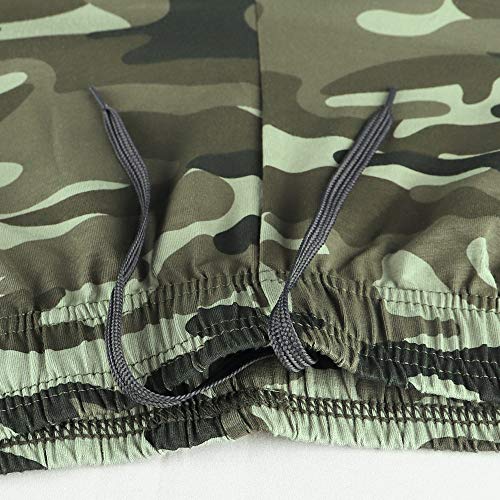 Palglg Mens Bodybuilding Shorts 3 Inch Inseam Drawstring Closure Cotton Camouflage Green M #TOP2