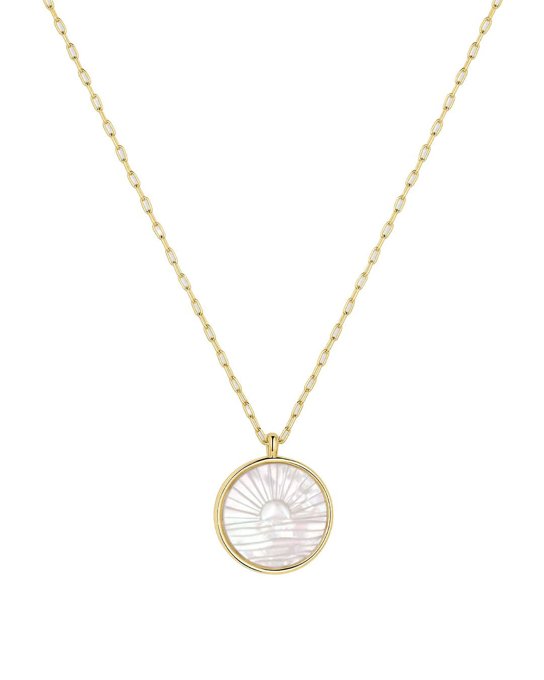 gorjanaSunset Etched Necklace 19"-21" - 18k Gold-Plated - Mother of Pearl Pendant, Adjustable Chain - Layering Necklaces - Ideal Gifting Packaging