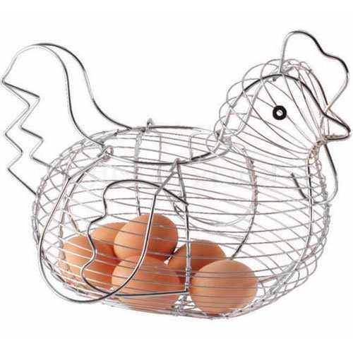 Freelogix - Cesta de almacenamiento para huevos (cromada), diseño de gallina