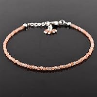 Vista 80 de Natural Gemstone Micro Round Beads Dainty Choker Bangle Bracelet, Handmade Jewelry for Women, Healing Chakra Crystals Silver Plated Chain 8 inch