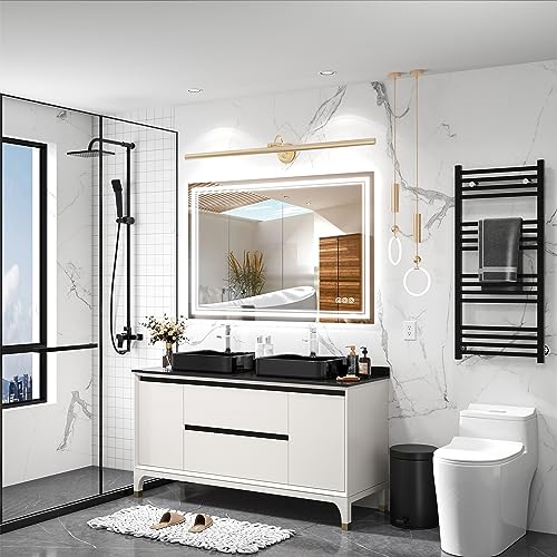 Image of 48x36 Inch Led Mirror for Bathroom with Front Light and Backlit, Bathroom Mirror with Led Lights, Vanity Mirror with Lights for Wall, Anti-Fog, Dimmable, Memory Function, Tempered Glass