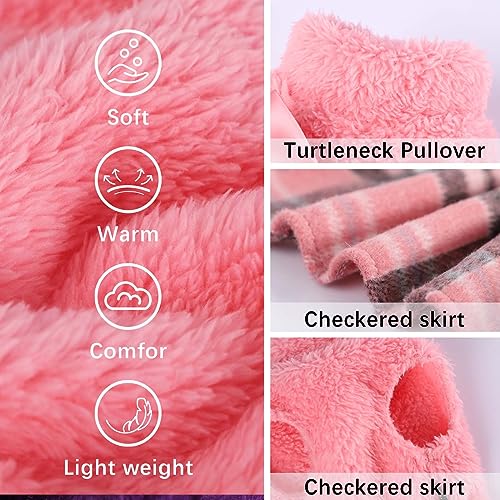 Image of Dog Sweater Dog Winter Clothes for Small Dogs Boy Girl Fall Puppy Dress Warm Fleece Chihuahua Yorkie Teacup Doggy Sweaters Dresses Doggie Sweater for Small Dogs Girl Cat Sweaters, Plaid Pink, XXS