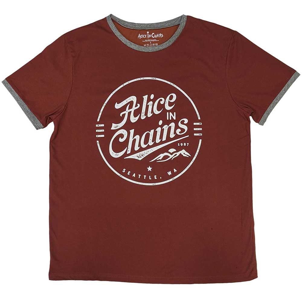 Paradiso Clothing Unisex Red Paradiso Alice In Chains Circle Emblem Ringer T Shirt - Xxl