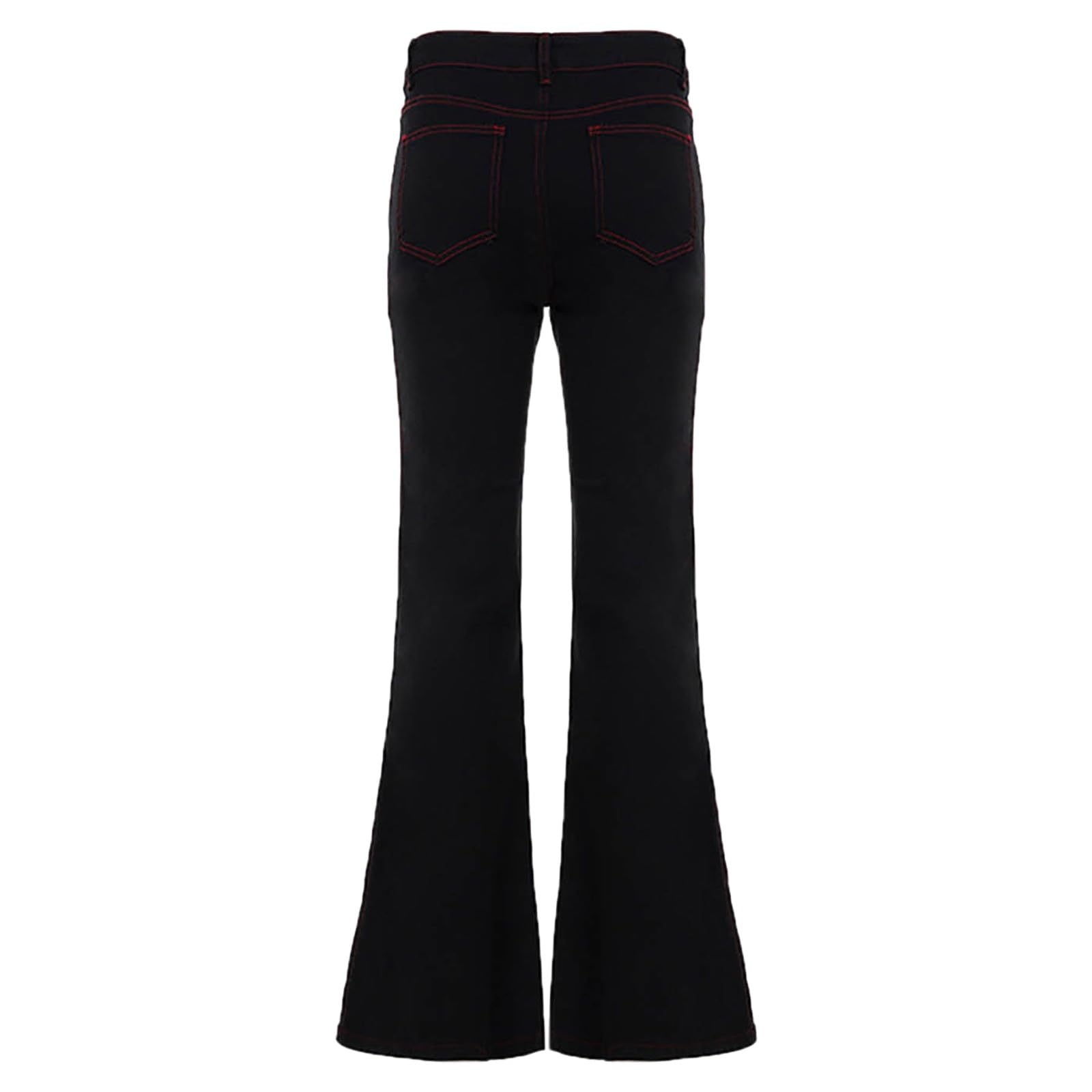 Pantaloni a zampa da donna vintage anni '70, jeans a vita alta, elasticizzati, skinny, con ricamo, Y2k Streetwear