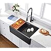 Hotis 33 Inch Black Farmhouse Sink, 304 Stainless Steel Nano Kitchen Sink, Modern Drop-In Single Bowl Apron Front Sink, Workstation Kitchen Sink With Accessories Hotis 33 Inch Black Farmhouse Sink, 304 Stainless Steel Nano Kitchen Sink, Modern Drop-In Single Bowl Apron Front Sink, Workstation Kitchen Sink With Accessories