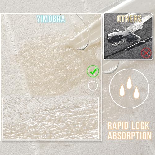 Image of Yimobra Memory Foam Bath Mat Set, 2 Piece Soft Bathroom Rugs,17x24 and 24x20.4 U-Shaped Bathroom Rug, Toilet Mat, Water Absorption, Non Slip, Thick, Dry Fast for Bathroom Floor Mat, Cream White