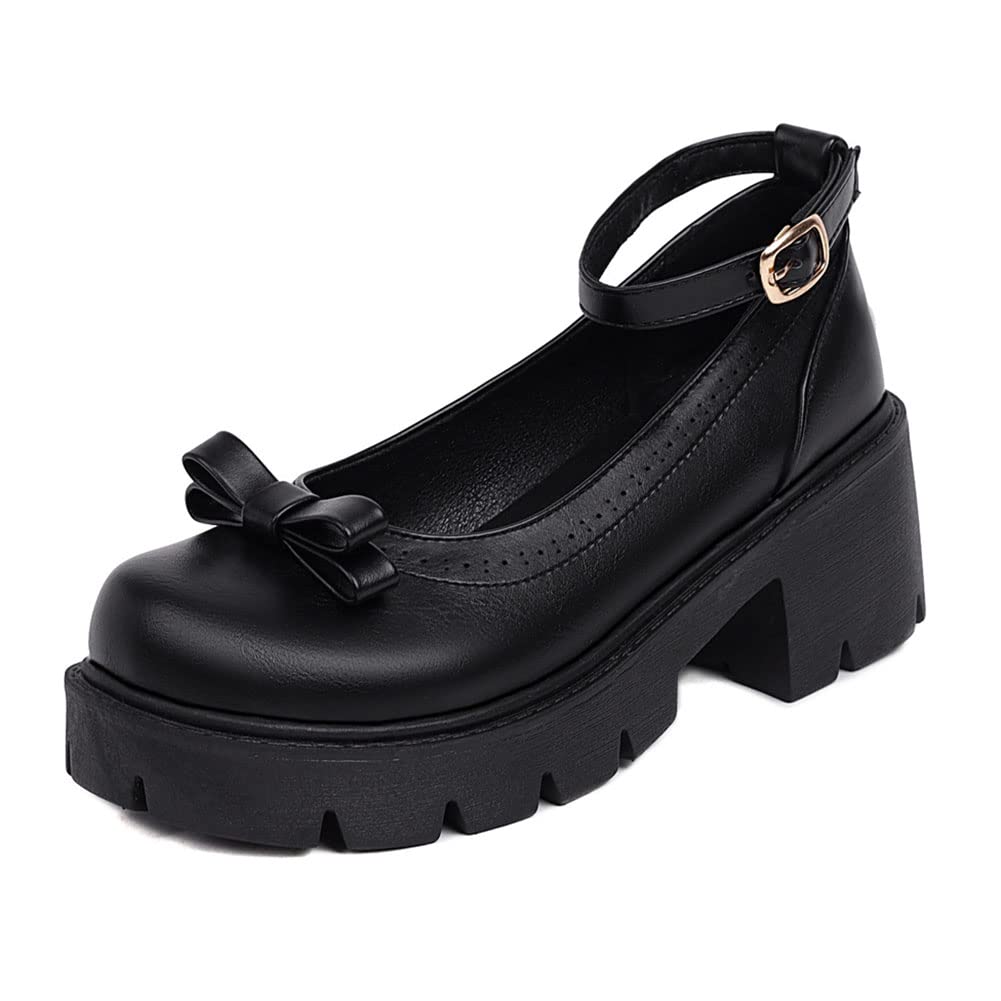 LIPIJIXI Mary Jane Platform Shoes for Women Wedges Lolita Shoes School Shoes