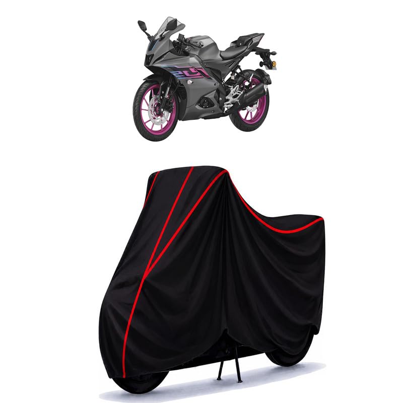 Image of YZF-R15 V3 New BS6 Water Resistant Bike Cover for All Motorcycles & Rain | Heavy Duty Taffeta Fabric | UV Protection, Dustproof, Scratchproof | All Weather Two Wheeler Body Cover with Elastic Bottom