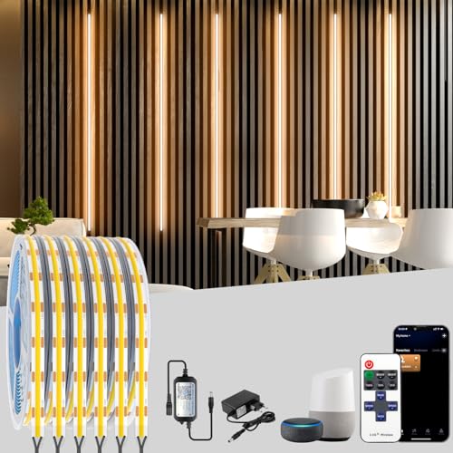 Lichaser COB LED für Akustikpaneele 6 Rollen 2700K Akustik Paneele LED Streifen Warmweiss und Kompatibel mit Alexa COB Lichtleiste für Akustikpaneele Wandpaneele Beleuchtung Regal Vitrinen (2M)