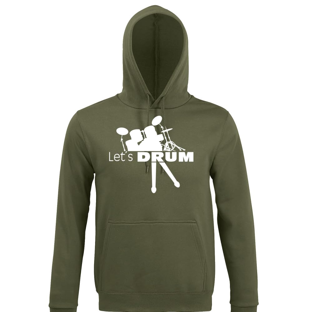 Lets Drum perkusja z patyczkami męska bluza z kapturem, wojsko, 4XL