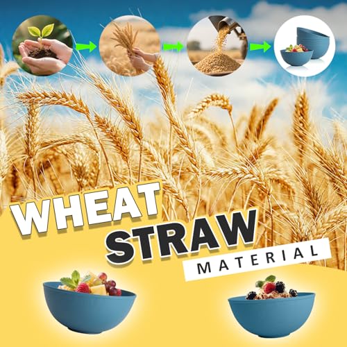 Image of Cereal Bowls 40 OZ Set of 6, Unbreakable Lightweight Bowls Set, Microwave & Dishwasher Safe, Plastic Reusable Cereal Bowls for Soup, Salad, Noodle, Snack, Fruit, Blue