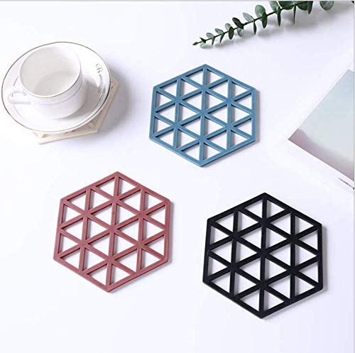 Naidev Dining Table mat Creative Heat Insulation pad Nordic Heat-Resistant Anti-Scald Dish mats Household Kitchen Pot mats Coasters ((Black-Triangle, Set of 3pcs)) 4