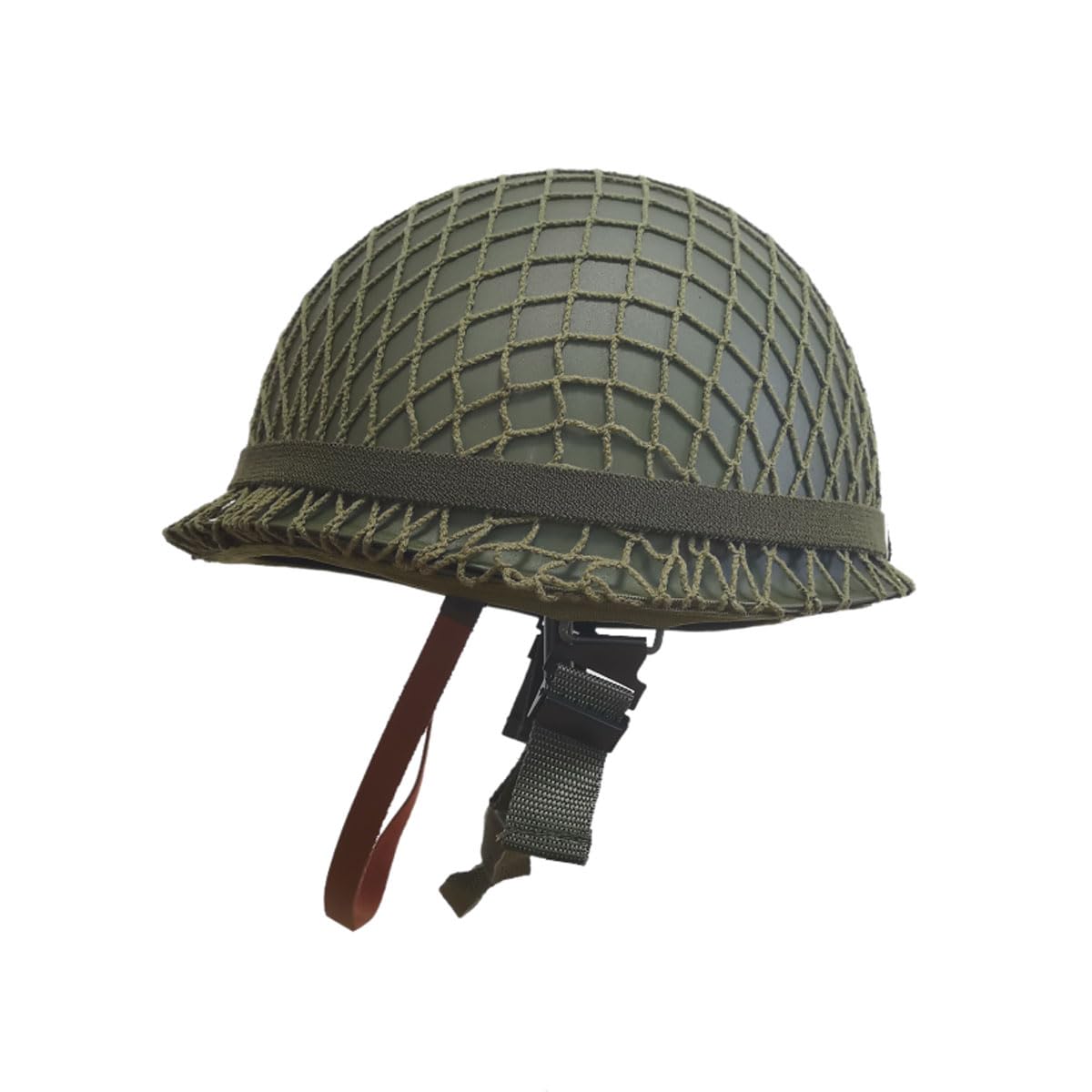Réplica de casco de acero WW2 US Army M1 con cubierta de red y correa de barbilla