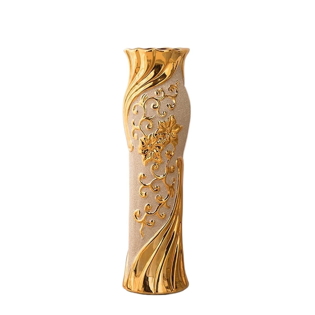 SnamicE Floor vase Ceramic Vase,Decorative Large,Floor, Ceramic Vase, Modern Farmhouse Decorative Gold Large Floor Vase, Tall for Floor, for Decorative Branches and Dried Flowers,