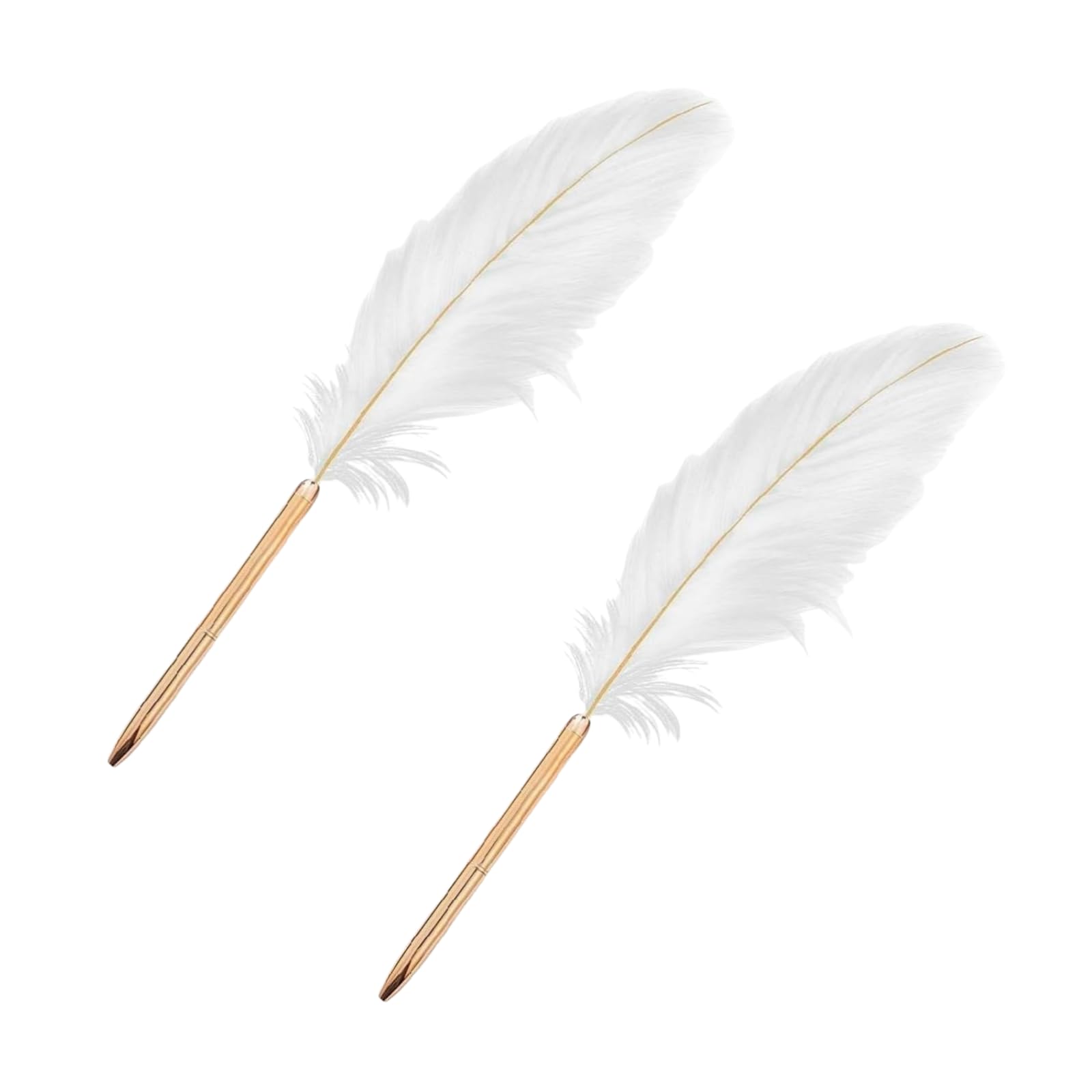 Yjemle 2Pcs White Retro Feather Ballpoint Pen, Exquisite Siganture Pen, Refillable Ballpoint Pen, Wedding Office Business Gift Pens for Signing Artwork Journal Writing Ballpoint Pens and Refills