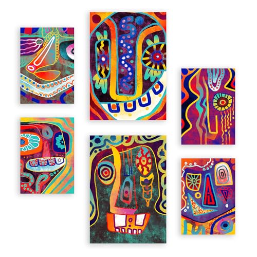 Posters gothiques colorés au design abstrait esthétique Nacnic set de 6 affiches murales
