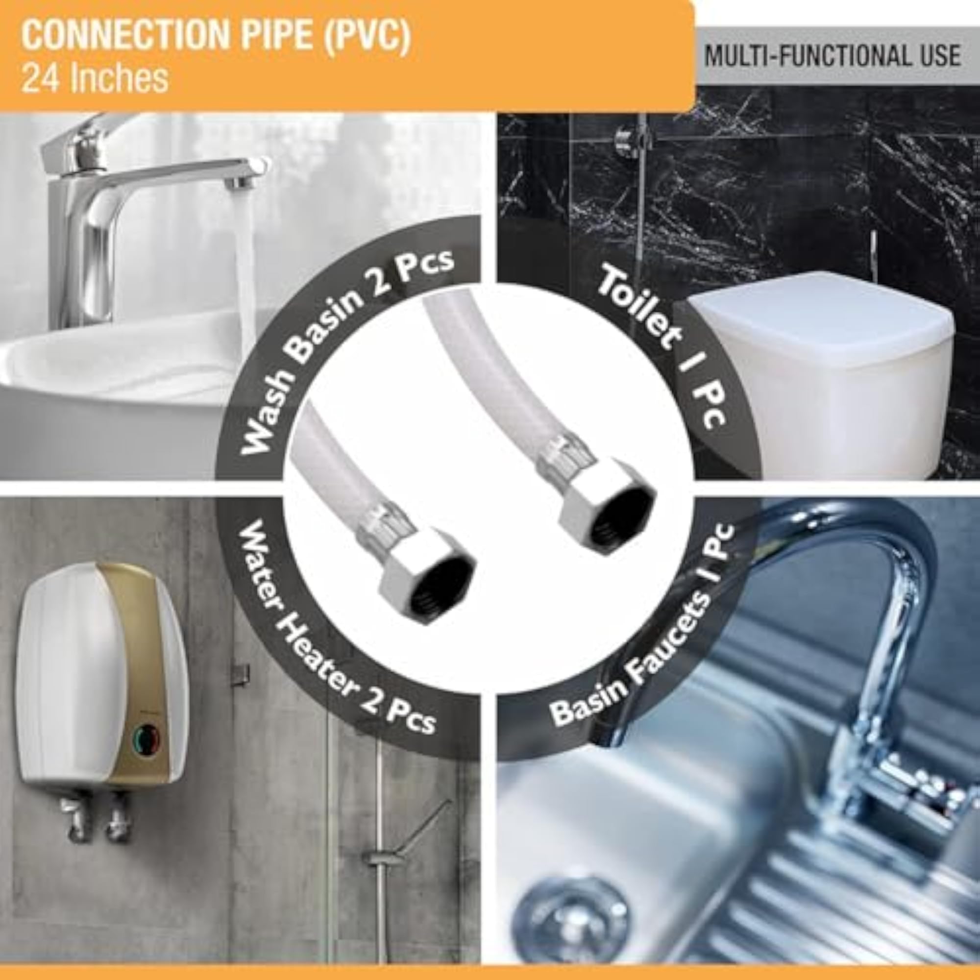 24 Inches Heavy Duty PVC Connection Pipe, Pack of 2