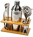 Stock Harbor 9 Piece Stainless Steel Bartender Set with Bamboo Base Kitchen Accessories Cocktail Bar Tool Set
