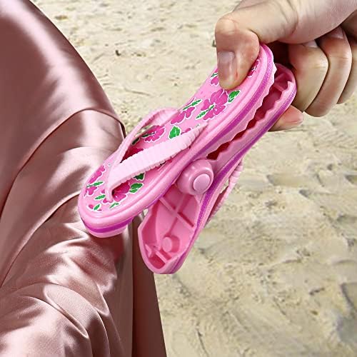 2 Pack Pink Slipper Towel Clips Large Beach Towel Clips Novelty Sunbed Beach Pegs Slippers Pattern Plastic Laundry Clothes Clip Beach Chair Towel Clip Blankets Holders for Sun Loungers Pool Chairs