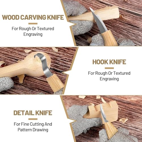 Miniatura 4 de Juego De Herramientas Para Tallar Madera,25piezas Herramientas De Tallado,Herramientas De Talla De Madera Con Guantes Resistentes A Cortes,Para Principiantes, Grabadores Y Artistas