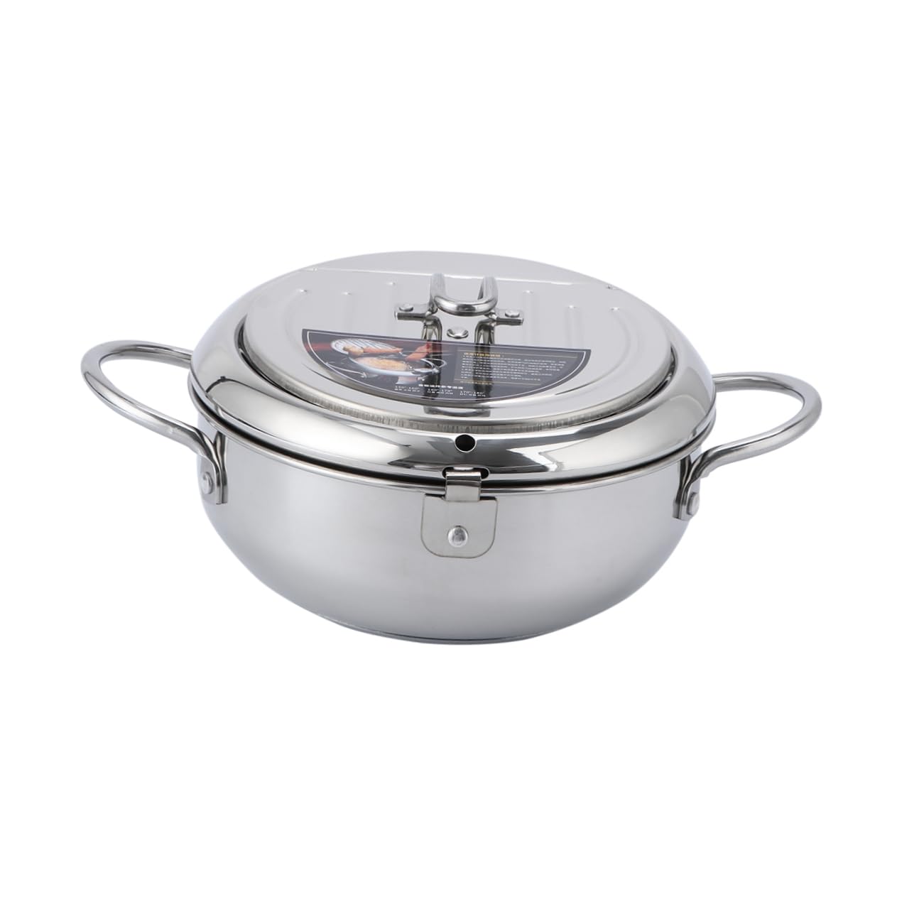 KICHOUSE Small Deep Fryer Lid Electric Frying Pan Stainless Steel Cookware Mini Fryer Pot Easy to Clean