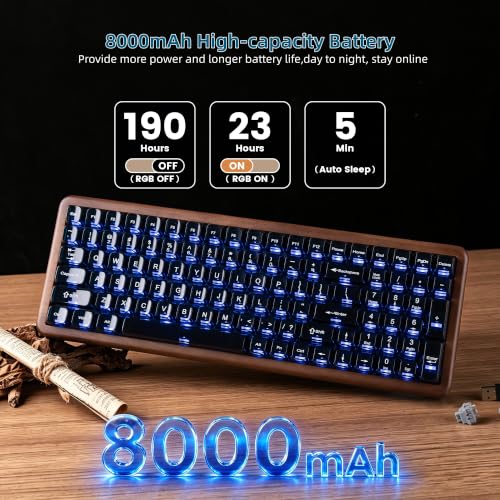 Image of Womier Wood Creamy Keyboard with Number Pad, Wireless Gaming Keyboard-WD99 | Mechanical Keyboard QMK /VIA,100-key BT5.0 /2.4G /USB-C Hot Swap,Clear Keycaps Custom RGB for PC /Mac,POM Linear Switch