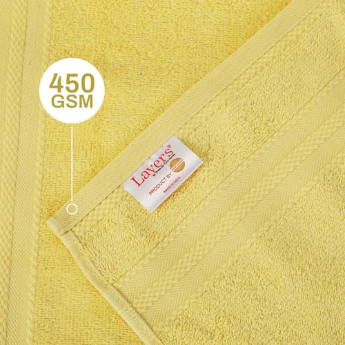 Image of Layers 100% Cotton Face Towels | 450 GSM Soft & Highly Absorbent | Aqua Plush Collection | Pack of 12 Super Soft Towels for Men & Women | 30 x 30 cm - Yellow