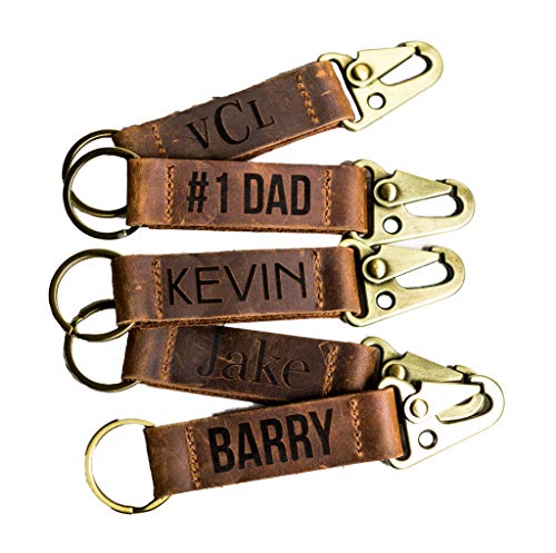 Personalized, Engraved Distressed Leather Keychain The San Ann by Left Coast Original