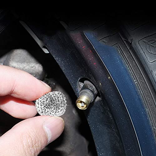 4 Pack Bling Valve Stem Caps, Sparkling White Handmade Crystal Rhinestone Universal Car Tire Valve Caps Bling Car Valve Stem Covers Chrome Attractive Dustproof - Thumbnail 4