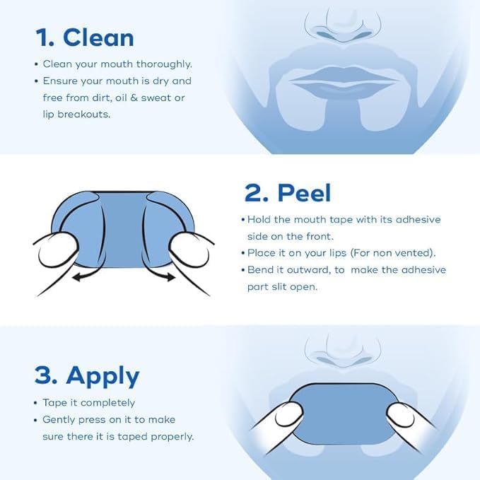 Image of Mouth Tape for Sleeping Adults or Kids, Black, 30 Pcs | Anti Snoring Sleep Strips, Mouth Breathing Stopper for Nose Breathing & Better Sleep, Hypoallergenic Adhesive