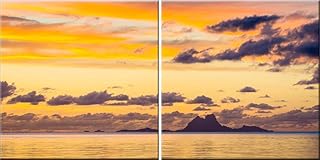 Bora Bora Panorama 2 Piece Set Canvas Wall Art. Tahiti Original Photography Print.
