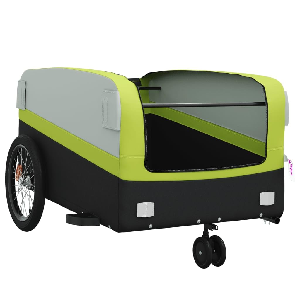 Przyczepa rowerowa czarna i czerwona z żelaza o nośności, x 52,5 x 42, dyszel, flaga bezpieczeństwa do transportu bagażu, bagażu, psa, dziecka, na kemping, na co dzień