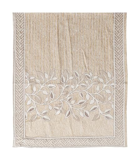 Image of Nendle Premium Chenille Floral Sofa Mat Arms Cover Only - Soft & Durable Protector for L Shape /Standard Sofa Set (58 cm, Beige, 1 Piece)
