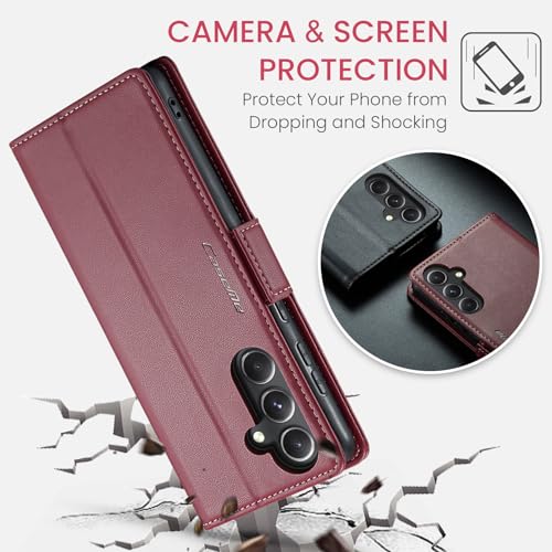FCOZCKLOM Compatible with Samsung Galaxy S23 FE Wallet Case with RFID Blocking Card Holder,Kickstand Flip Folio Leather Phone Case for Samsung Galaxy S23 FE 6.4 inch (Wine Red) - image 5