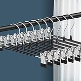 Bumodel 20 Pack 12Inch Heavy Duty Pants Skirt Hangers with Clips,Metal Trousers Hanger for Jeans Black Non Slip Women Shorts Hangers Saving Space Clothing Hanger for Adult,Men,Children,Kid,Baby