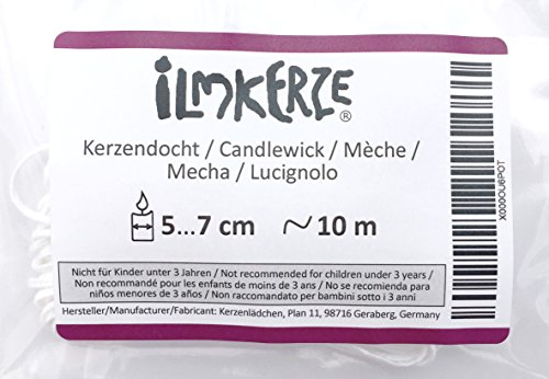 Ilmkerze® Docht Kerzendocht für Kerzen bis 7 cm Durchmesser Länge 10 m | 100% Baumwolle | geeignet für Bienenwachs, Paraffin, Sojawachs, Rapswachs und viele andere Wachse DIY – Bild 3