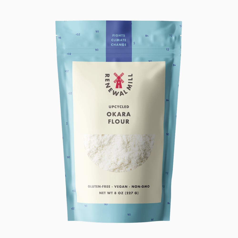 Renewal Mill Okara Flour 8 oz, Non-GMO, Organic, Gluten-Free, 20 g of Fiber, 7 g of Protein, 3 g net carbs I Upcycled Ingredient, Perfect for Gluten-Free Baking & Keto Baking