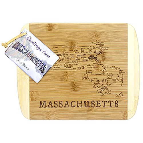 Image of Totally Bamboo A Slice of Life Massachusetts Engraved Map Cutting Board