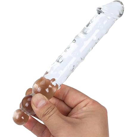 Large Transparent Double Head Glass Dildo Crystal Penis Female Masturbation