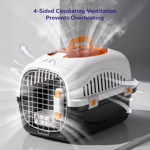 Image of Petverse Pet Carrier for Cats & Small Dogs | Hard-Sided Pet Travel Crate with Wire Door, Ventilated Side Panels & Top Handle | Secure Portable Pet Air Box for Vet Visits, Car & Travel