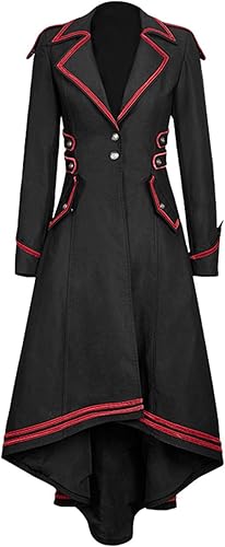 Miniatura 4 de Women's Gothic Cardigan Coat Lace Up Zipper A-Line Long Retro Patchwork Stitching Coat Dark Black Medieval Costume