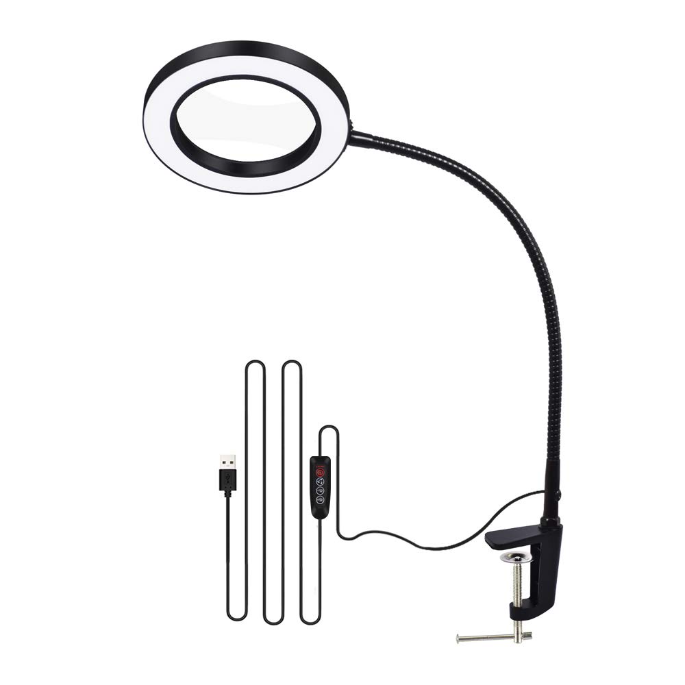 Buy Toolour 5X LED Magnifying Glass Light Clamp Desk Lamp, 3 Modes & 10