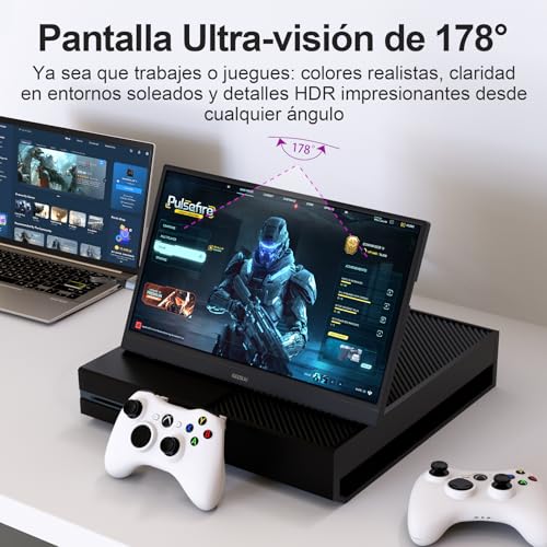 Monitor portátil 15.6 IPS con altavoces integrados y soporte giratorio de 90 grados Type-C 4