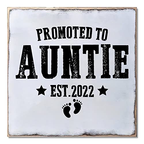 Plaque murale bois Promoted To Auntie 40,6 cm : suspension déco haute finition