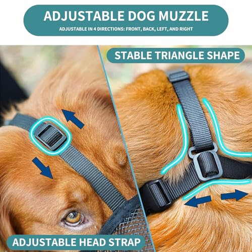 Maulkorb für Große Hunde, Atmungsaktive Haustiermaske Hundetraining, Maulkorb Mittlere für Beißen Kauen, Soft Mesh Maulkorb für Kleine Mittlere und Große Hunde (Schwarz, L)