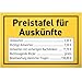 DankeDir! Preistafel Ausk&uuml;nfte - Schild 30 x 20 cm - Spruchschild T&uuml;rschild Wanddeko Spruch lustig Geburtstagsgeschenk - Partydeko Deko Party Geschenkidee Kollegen Freunde Geschenk