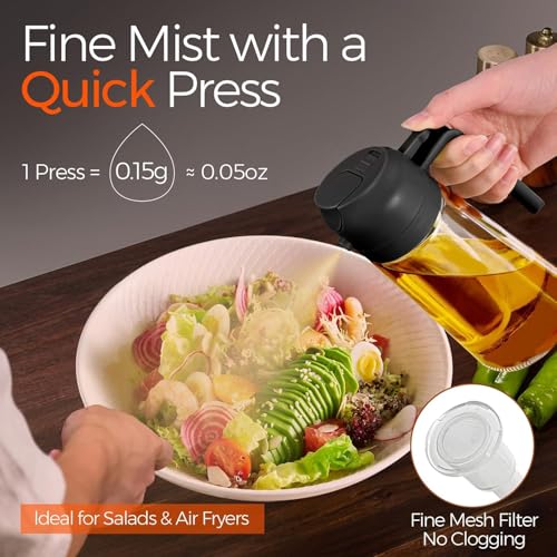 Image of 2 in 1 Olive Oil Dispenser and Sprayer for Kitchen, Glass Oil Spray Bottle, Leak-Proof Cooking Oil Dispenser with Handle for Air Fryer, Salad, BBQ, Grilling, Baking 500ml (Design 1)