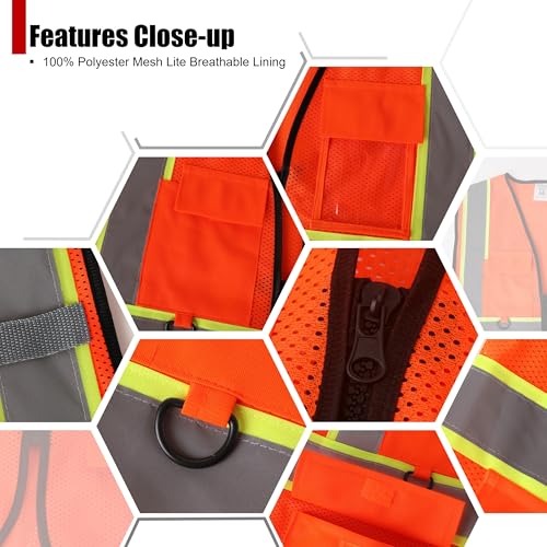 Image of Safety Vest for Men Women Hi Vis Vest with Pockets Mesh High Visibility Vests