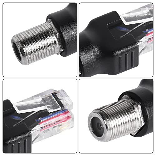 CERRXIAN 4PCS RF to RJ45 Coaxial Converter RF Female to RJ45 Male Coax Barrel Adapters, Black - Image 2